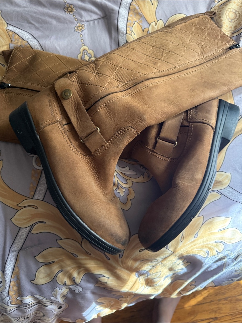 Women's Tan Combat Moto Boots - Classic Riding Style
